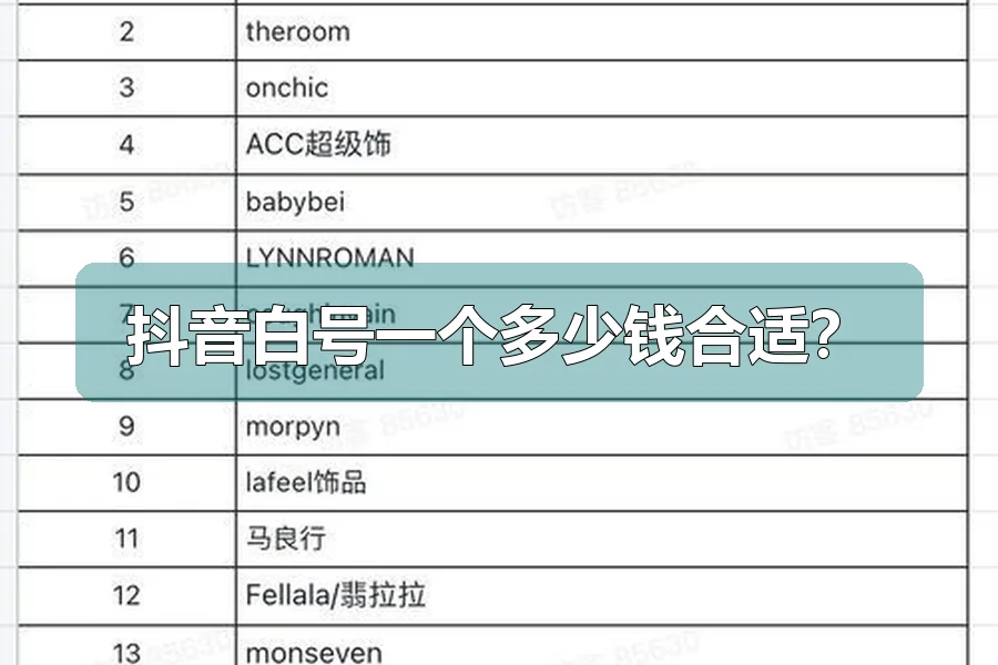 抖音白号一个多少钱合适？